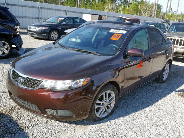 KNAFU4A28B5384781 - 2011 KIA FORTE EX MAROON photo 2