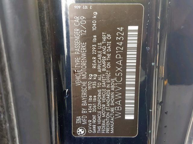 WBAWV1C5XAP124324 - 2010 BMW 328 I SULE BLUE photo 10