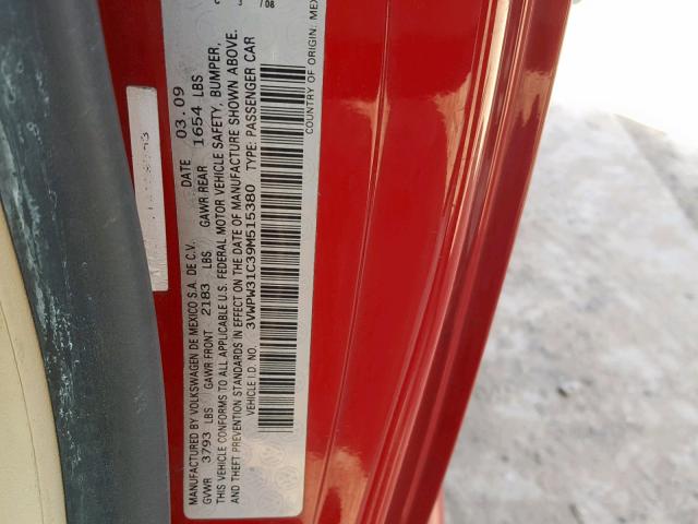 3VWPW31C39M515380 - 2009 VOLKSWAGEN NEW BEETLE Rot Foto 10