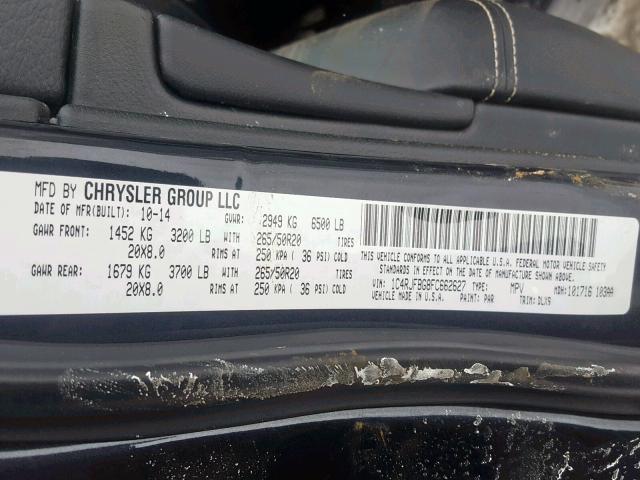 1C4RJFBG8FC662627 - 2015 JEEP GRAND CHER BLACK photo 10