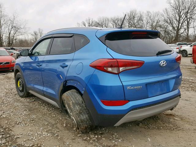 KM8J33A24HU318765 - 2017 HYUNDAI TUCSON LIM BLUE photo 3