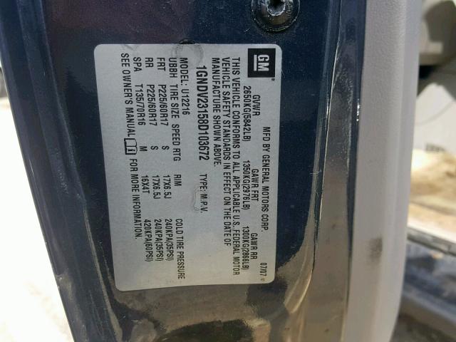 1GNDV23158D103672 - 2008 CHEVROLET UPLANDER L Mavi foto 10