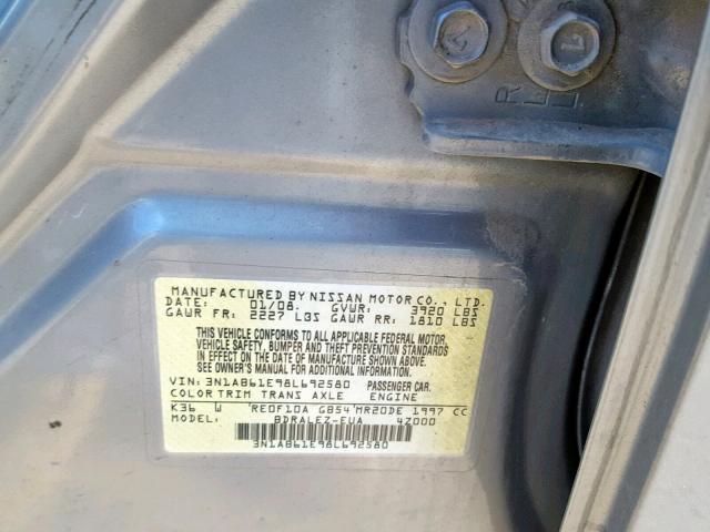 3N1AB61E98L692580 - 2008 NISSAN SENTRA 2.0 GRAY photo 10