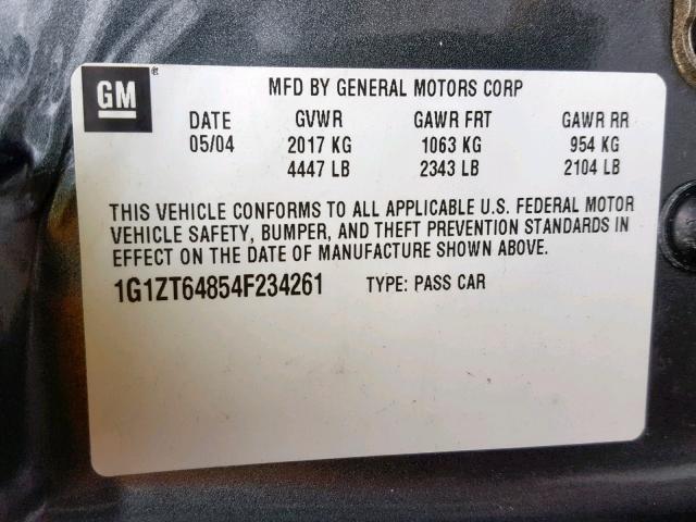 1G1ZT64854F234261 - 2004 CHEVROLET MALIBU MAX 灰色 照片 10