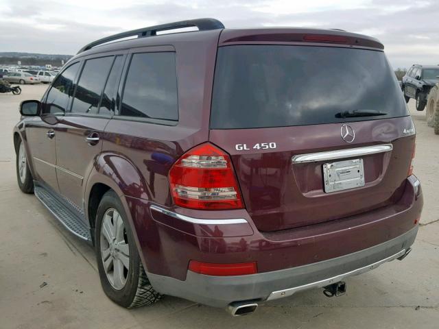 4JGBF71EX7A228548 - 2007 MERCEDES-BENZ GL 450 4MA BURGUNDY photo 3