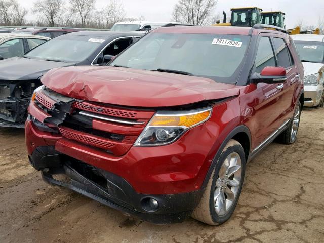 1FM5K8F89DGA83321 - 2013 FORD EXPLORER L RED photo 2