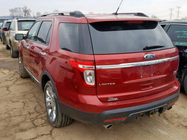 1FM5K8F89DGA83321 - 2013 FORD EXPLORER L RED photo 3