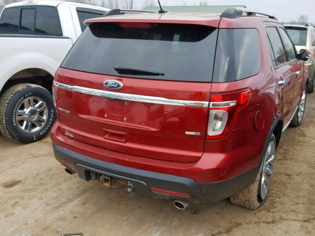 1FM5K8F89DGA83321 - 2013 FORD EXPLORER L RED photo 4