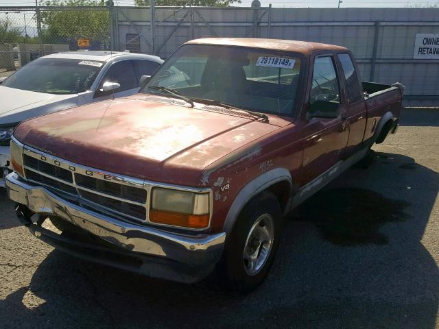 1B7GL23Y5RS701699 - 1994 DODGE DAKOTA BURGUNDY photo 2