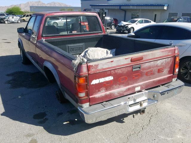 1B7GL23Y5RS701699 - 1994 DODGE DAKOTA BURGUNDY photo 3