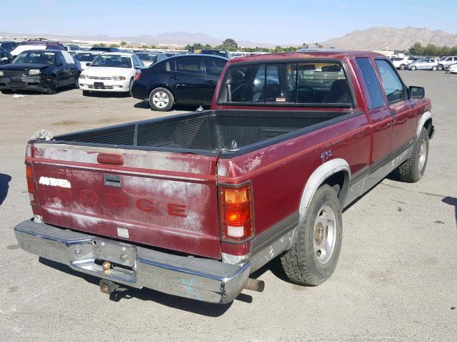 1B7GL23Y5RS701699 - 1994 DODGE DAKOTA BURGUNDY photo 4