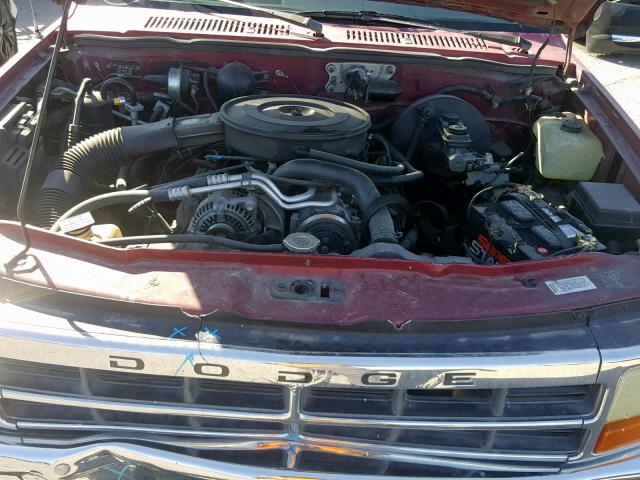 1B7GL23Y5RS701699 - 1994 DODGE DAKOTA BURGUNDY photo 7