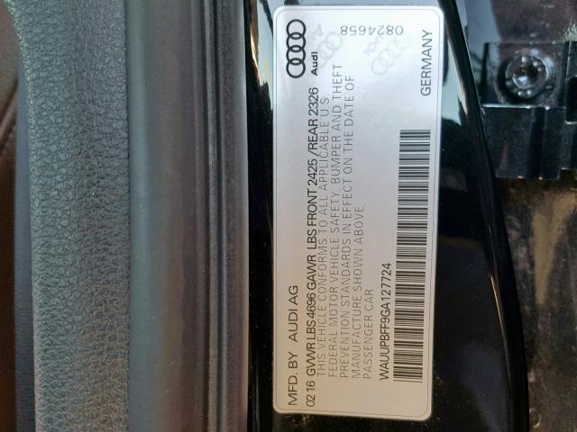 WAUUPBFF9GA127724 - 2016 AUDI A3 E-TRON BLACK photo 10