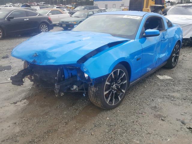 1ZVBP8CF5C5259445 - 2012 FORD MUSTANG GT BLUE photo 2