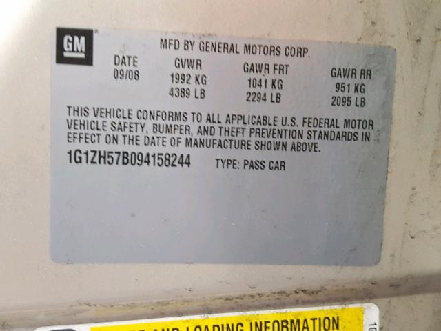 1G1ZH57B094158244 - 2009 CHEVROLET MALIBU 1LT 棕色 照片 10