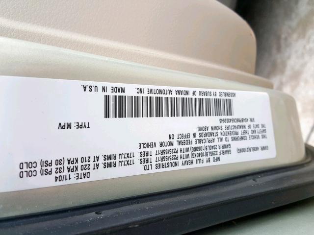 4S4BP86C654352645 - 2005 SUBARU LEGACY OUT TAN photo 10