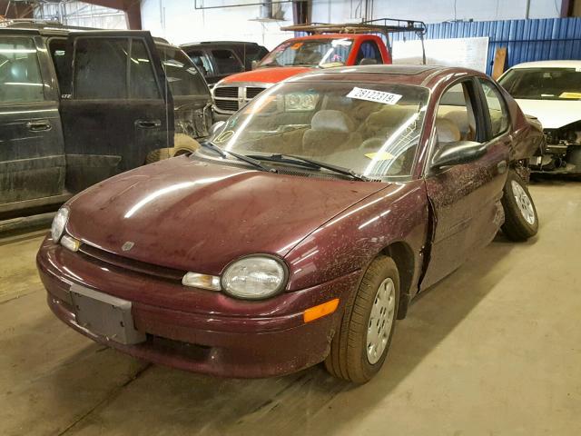 3B3ES42Y2XT564709 - 1999 DODGE NEON HIGHL MAROON photo 2