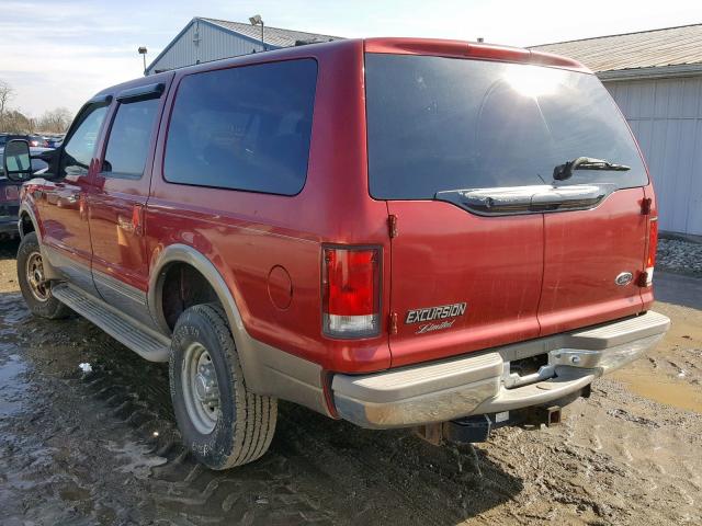 1FMNU43S1YEB63894 - 2000 FORD EXCURSION RED photo 3