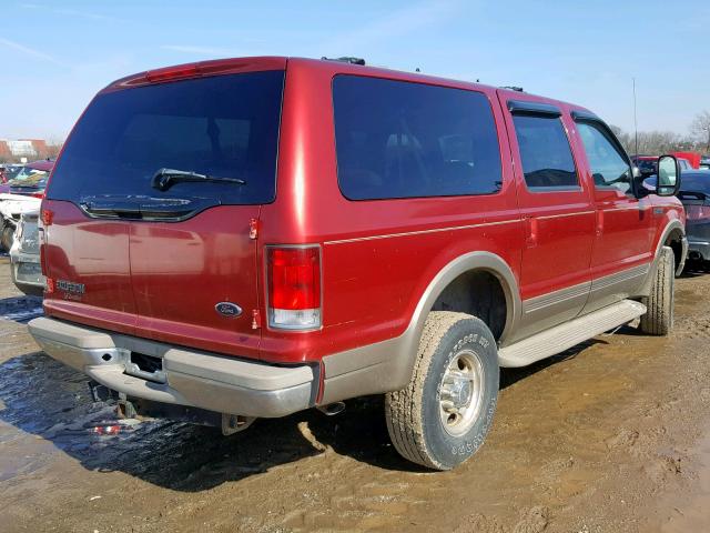 1FMNU43S1YEB63894 - 2000 FORD EXCURSION RED photo 4