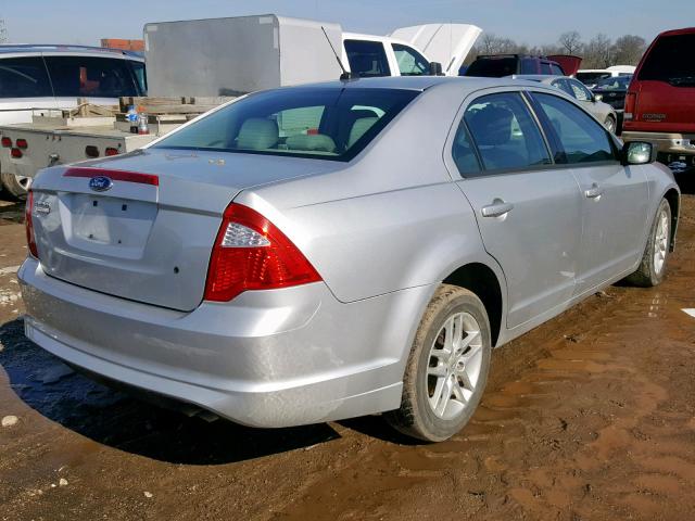 3FAHP0GA7CR270916 - 2012 FORD FUSION S SILVER photo 4