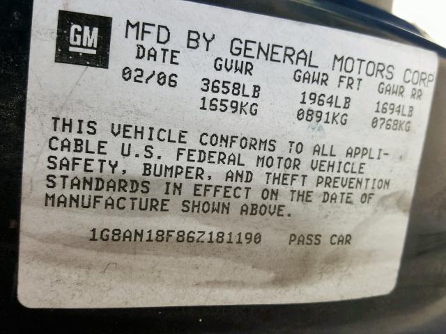 1G8AN18F86Z181190 - 2006 SATURN ION LEVEL GRAY photo 10