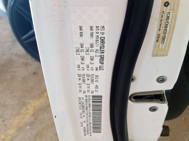 1C4NJCBB4DD109031 - 2013 JEEP COMPASS SP თეთრი ფოტო 10