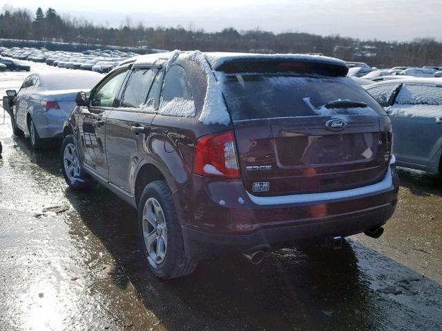 2FMDK4JC0CBA55543 - 2012 FORD EDGE SEL MAROON photo 3