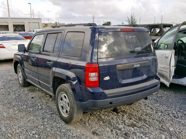 1C4NJPBA0ED729505 - 2014 JEEP PATRIOT SP BLUE photo 3