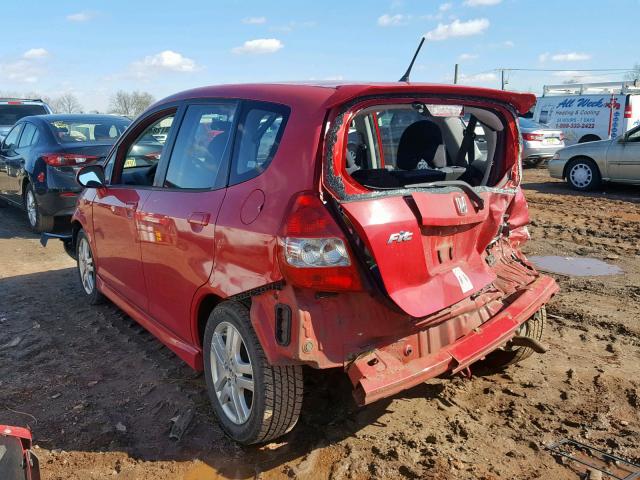 JHMGD38698S015236 - 2008 HONDA FIT SPORT RED photo 3