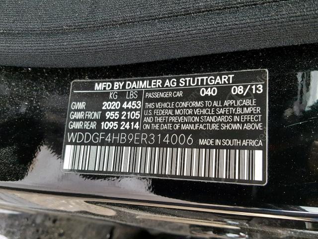 WDDGF4HB9ER314006 - 2014 MERCEDES-BENZ C 250 BLACK photo 10