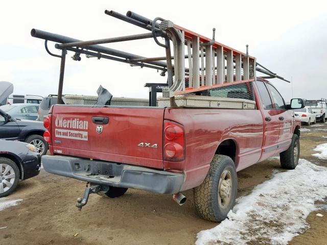 3D7KS28A08G132779 - 2008 DODGE RAM 2500 S RED photo 4