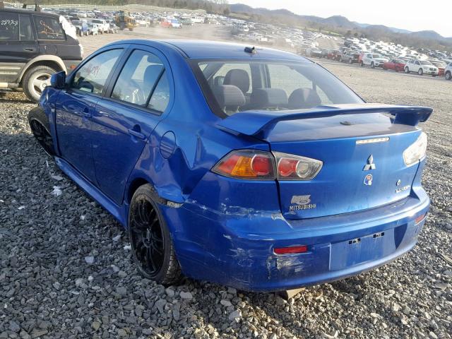 JA32U8FW2AU012697 - 2010 MITSUBISHI LANCER GTS BLUE photo 3