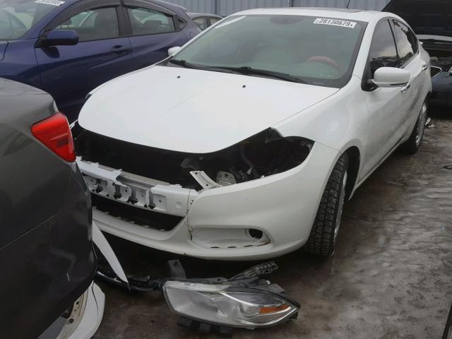 1C3CDFCH8DD133307 - 2013 DODGE DART LIMIT WHITE photo 2