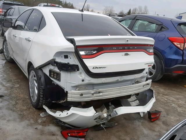 1C3CDFCH8DD133307 - 2013 DODGE DART LIMIT WHITE photo 3