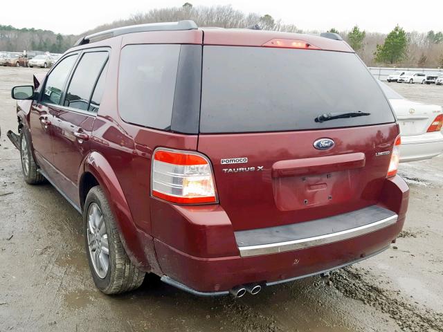 1FMDK03W28GA14928 - 2008 FORD TAURUS X L RED photo 3