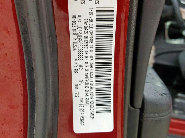 1C4RJEAG6EC386863 - 2014 JEEP GRAND CHER RED photo 10