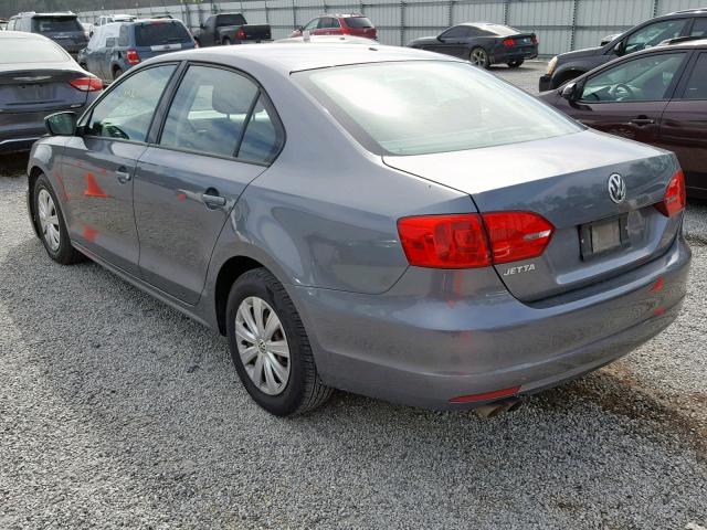 3VW1K7AJXCM358574 - 2012 VOLKSWAGEN JETTA BASE GRAY photo 3