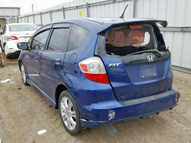 JHMGE8H55BC007203 - 2011 HONDA FIT SPORT BLUE photo 3