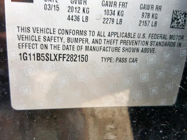 1G11B5SLXFF282150 - 2015 CHEVROLET MALIBU LS Қара фото 10