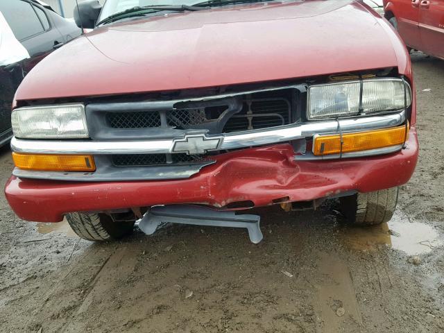 1GCCS1440XK225298 - 1999 CHEVROLET S10 PICKUP MAROON photo 9