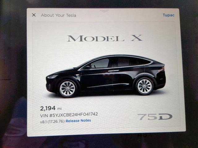 5YJXCBE24HF041742 - 2017 TESLA MODEL X BLACK photo 8