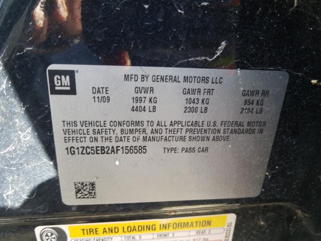 1G1ZC5EB2AF156585 - 2010 CHEVROLET MALIBU 1LT  照片 10