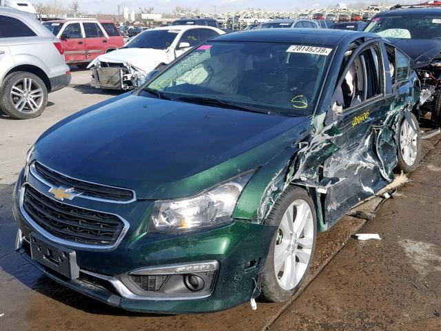 1G1PG5SB8F7107103 - 2015 CHEVROLET CRUZE LTZ GREEN photo 2