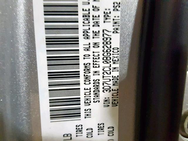 3D7UT2CL0BG628977 - 2011 DODGE RAM 2500 SILVER photo 10