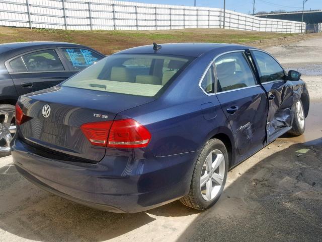 1VWBS7A39EC114859 - 2014 VOLKSWAGEN PASSAT SE BLUE photo 4