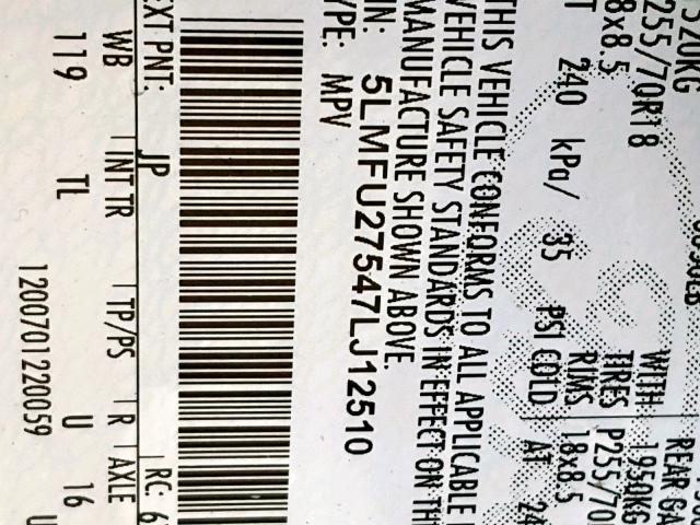 5LMFU27547LJ12510 - 2007 LINCOLN NAVIGATOR SILVER photo 10