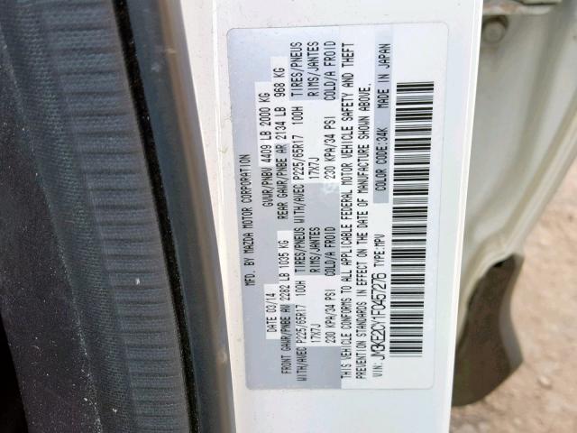 JM3KE2CY1F0457276 - 2015 MAZDA CX-5 TOURI WHITE photo 10