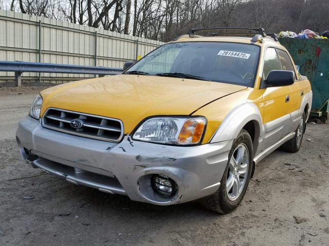 4S4BT62C636110218 - 2003 SUBARU BAJA SPORT YELLOW photo 2