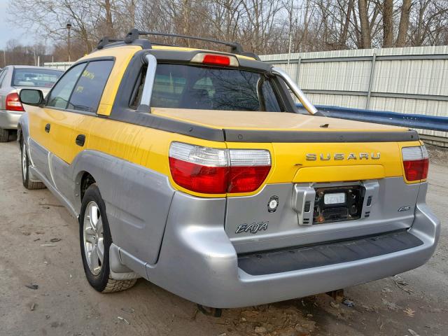 4S4BT62C636110218 - 2003 SUBARU BAJA SPORT YELLOW photo 3