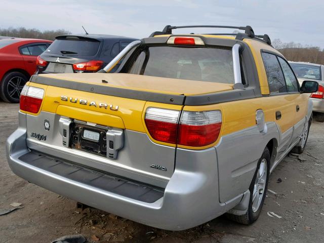 4S4BT62C636110218 - 2003 SUBARU BAJA SPORT YELLOW photo 4